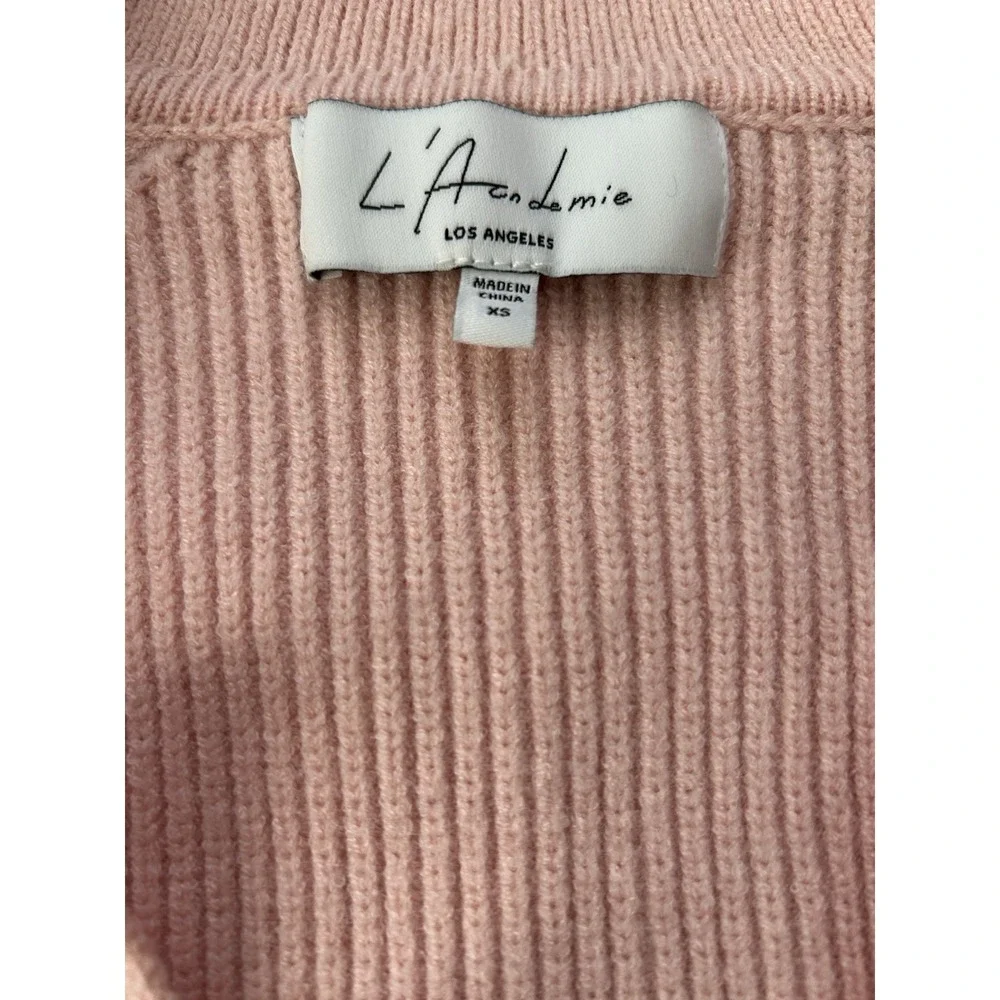 L'Academie Jersey Harvey Blush Pink Ribbed Knit Sweater XS Revolve Top - Picture 8 of 9